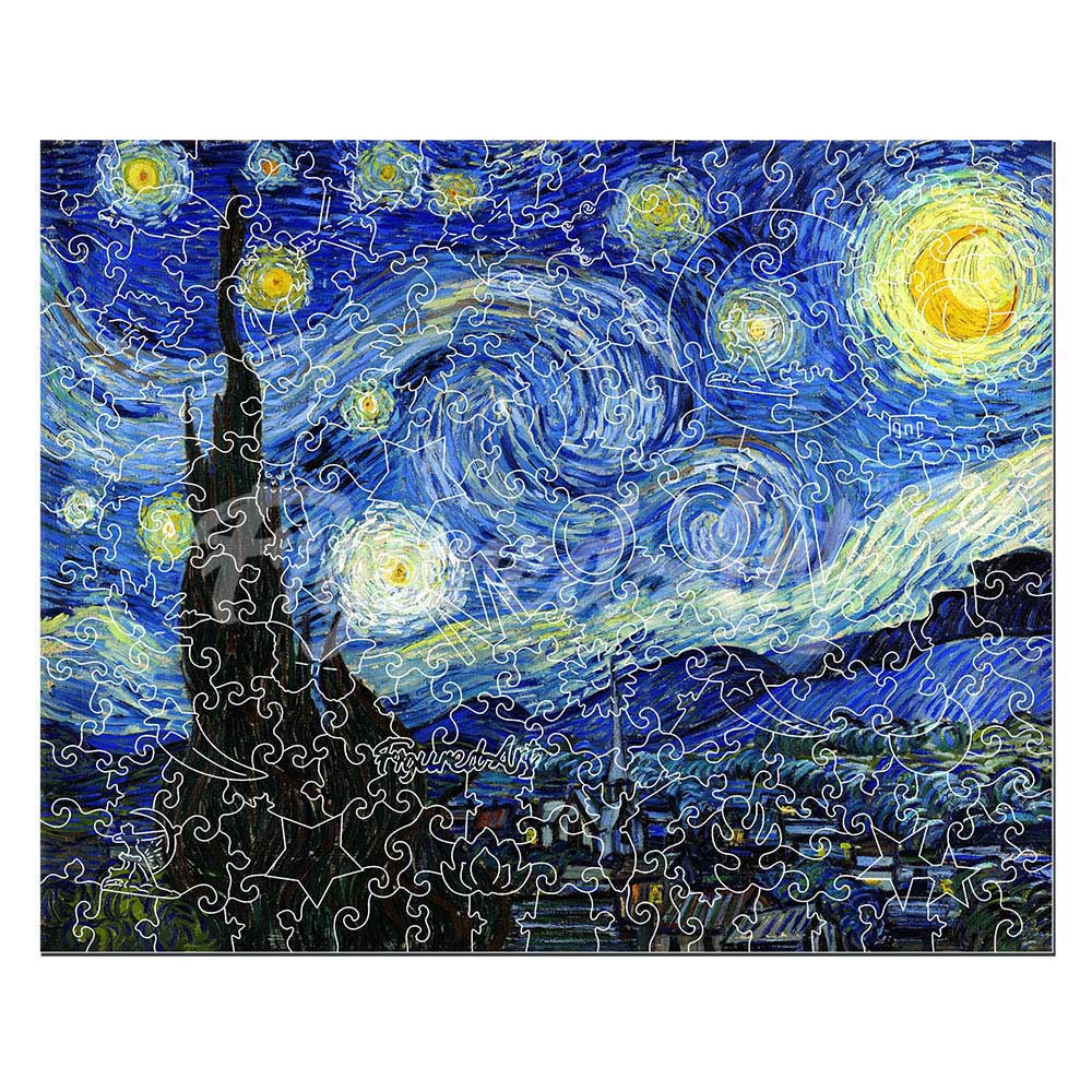 Holzpuzzle 2D Design - Sternennacht von Van Gogh - Kidis Art