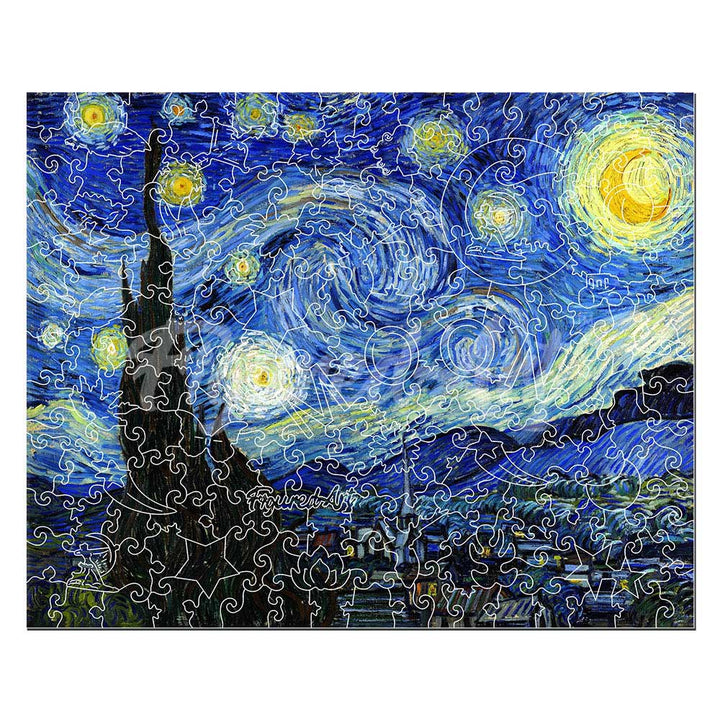Holzpuzzle 2D Design - Sternennacht von Van Gogh - Kidis Art