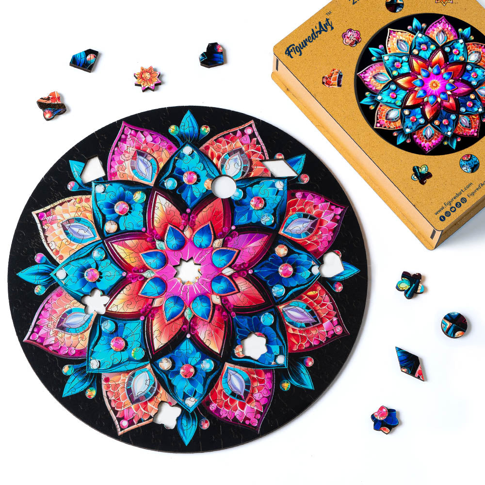 Holzpuzzle 2D Design Kaleidoscope-Mandala - Kidis Art