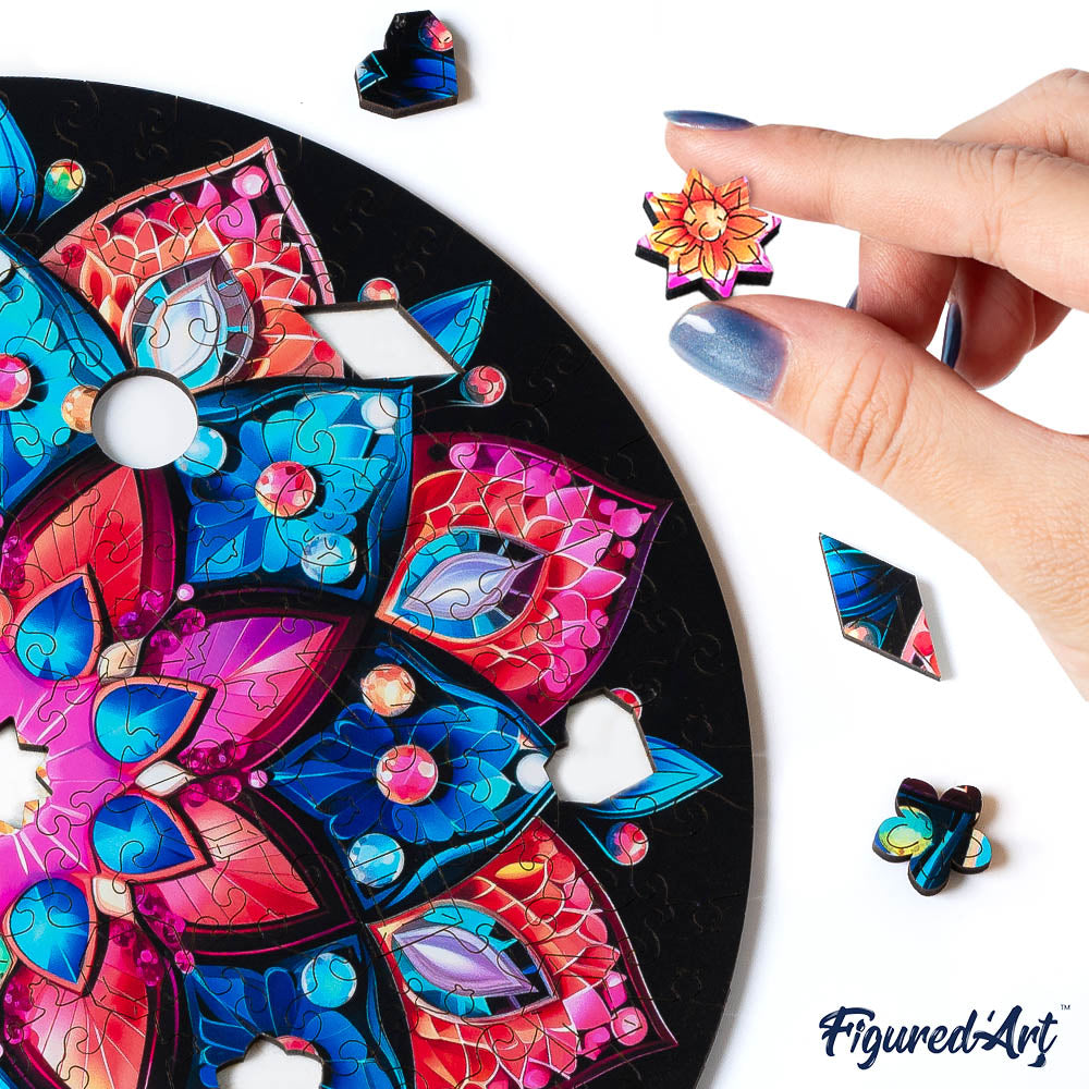 Holzpuzzle 2D Design Kaleidoscope-Mandala - Kidis Art