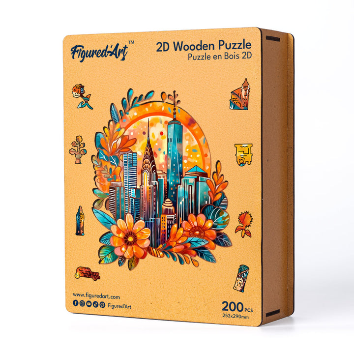 Holzpuzzle 2D Design – Blumige Stadtlandschaft - Kidis Art