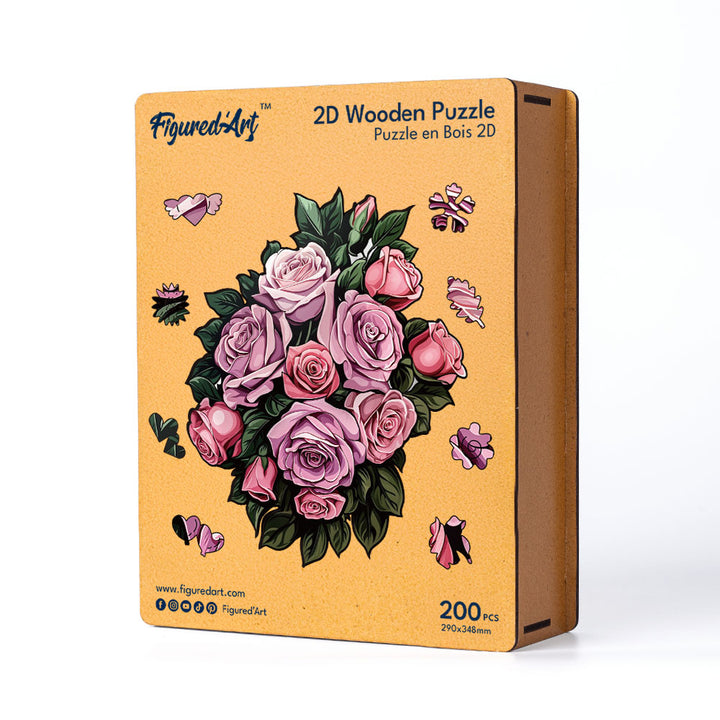Holzpuzzle 2D Design – Rosenstrauß - Kidis Art