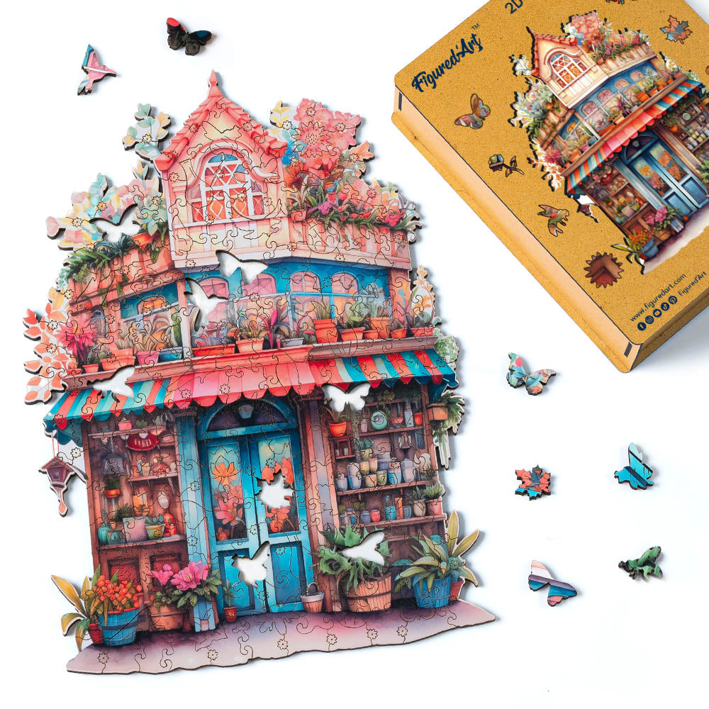 Holzpuzzle 2D Design Verspielter Florist - Kidis Art