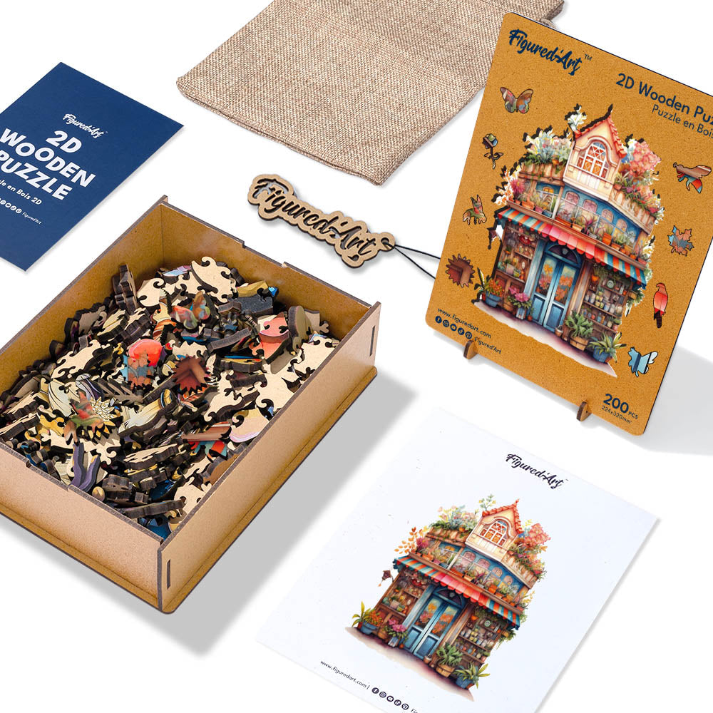 Holzpuzzle 2D Design Verspielter Florist - Kidis Art