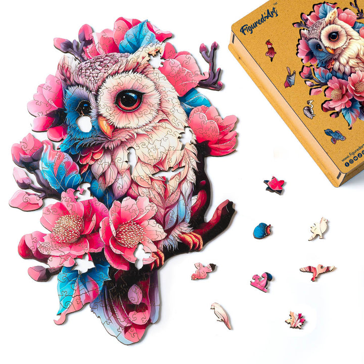 Holzpuzzle 2D Design Blumen-Eulen-Design - Kidis Art