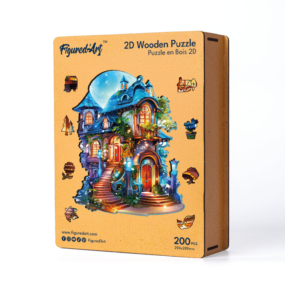 Holzpuzzle 2D Design Verzaubertes Häuschen - Kidis Art