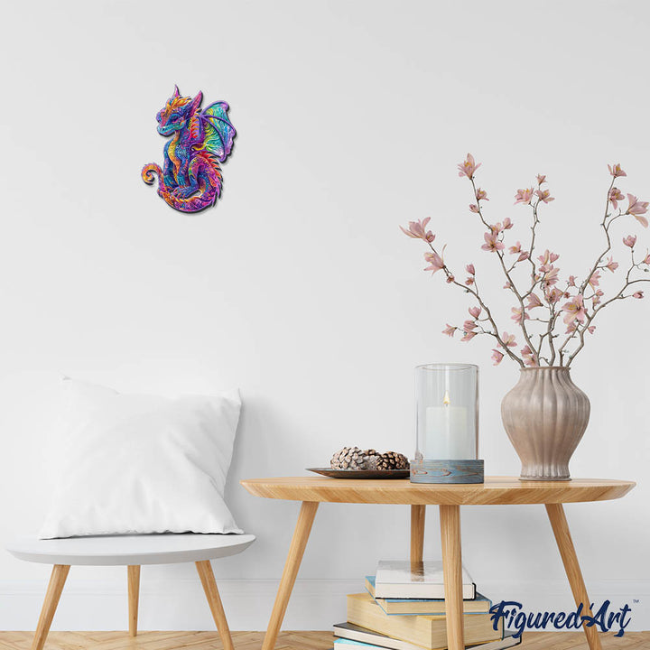 Holzpuzzle 2D Design – Vibrierender Drache - Kidis Art