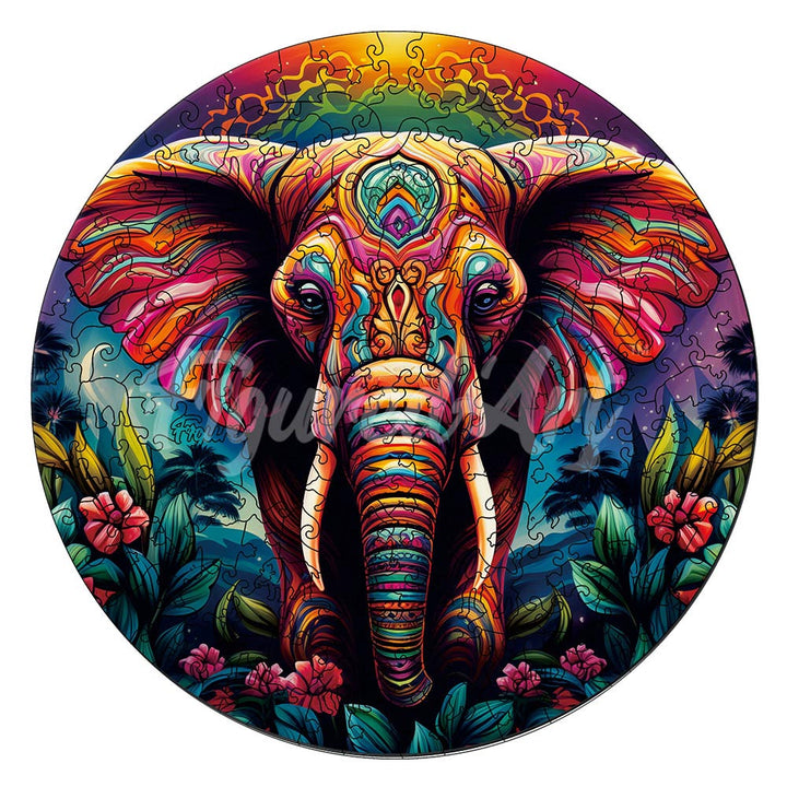 Holzpuzzle 2D Design – Tribal-Elefant - Kidis Art