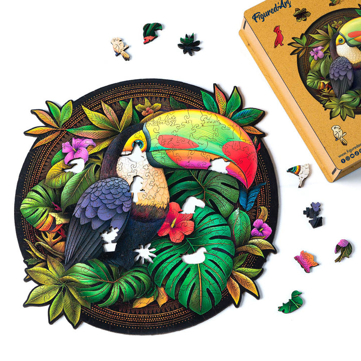 Holzpuzzle 2D Design Tropischer Tukan - Kidis Art