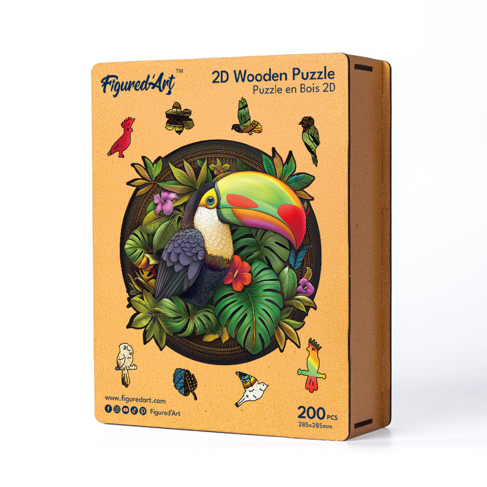 Holzpuzzle 2D Design Tropischer Tukan - Kidis Art
