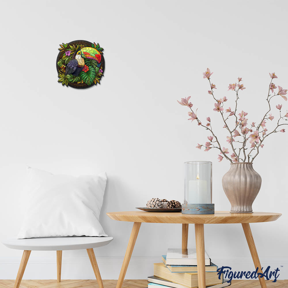 Holzpuzzle 2D Design Tropischer Tukan - Kidis Art