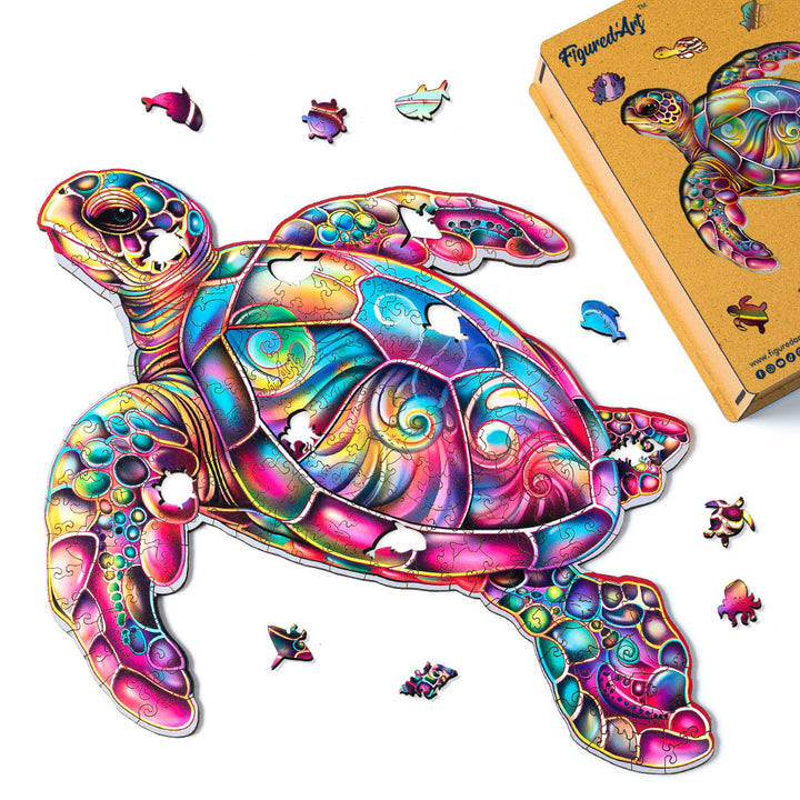 Holzpuzzle 2D Design Meeresschildkröte - Kidis Art
