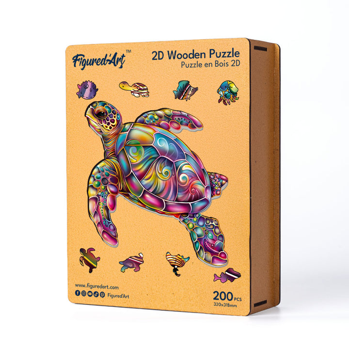 Holzpuzzle 2D Design Meeresschildkröte - Kidis Art