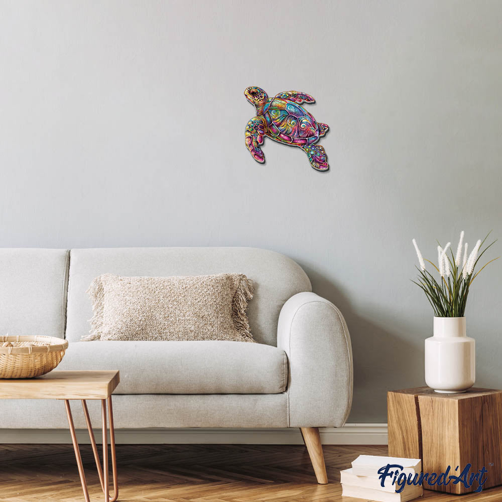 Holzpuzzle 2D Design Meeresschildkröte - Kidis Art