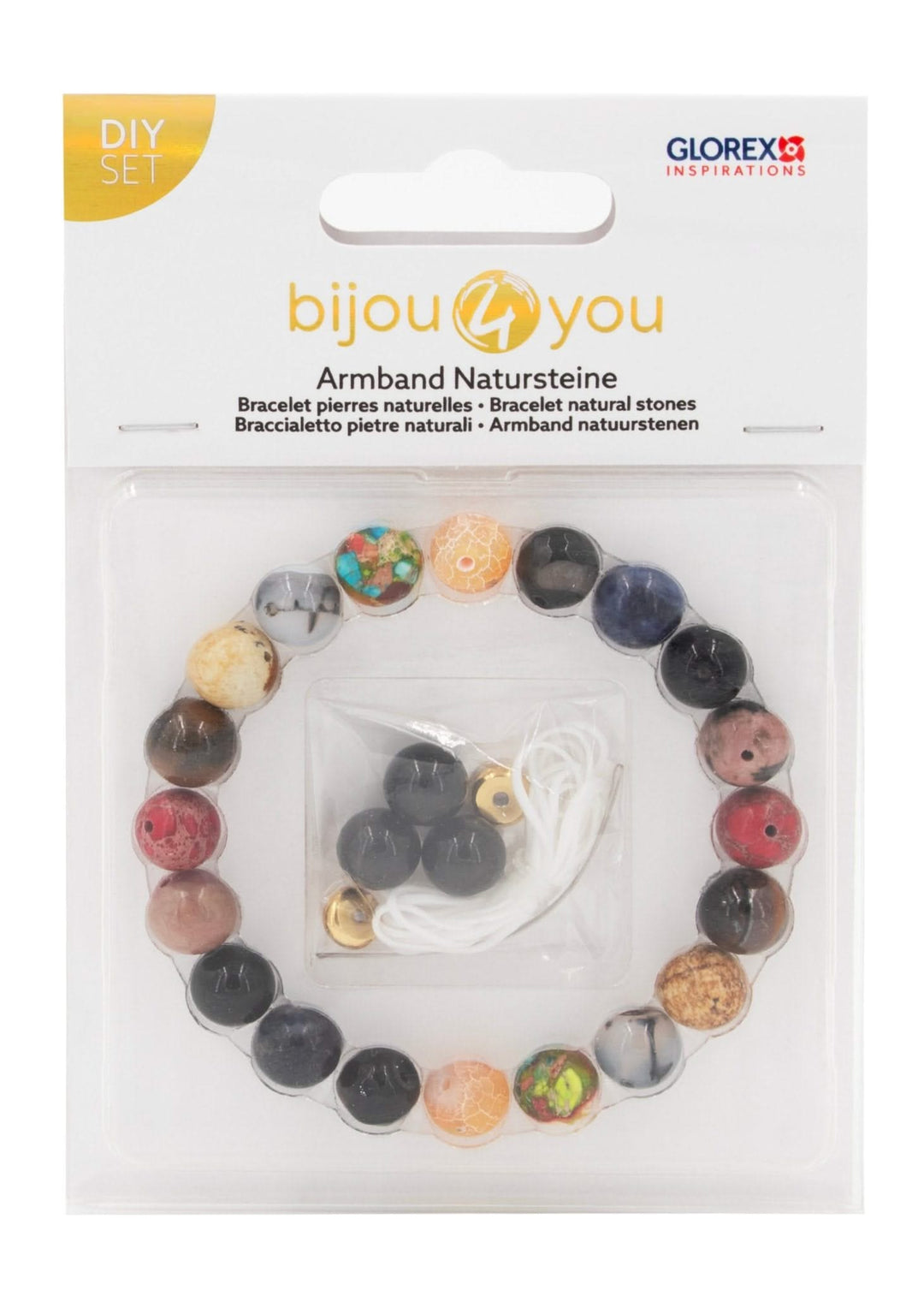 Armband, Naturstein, bunt DIY, 10mm - Kidis Art
