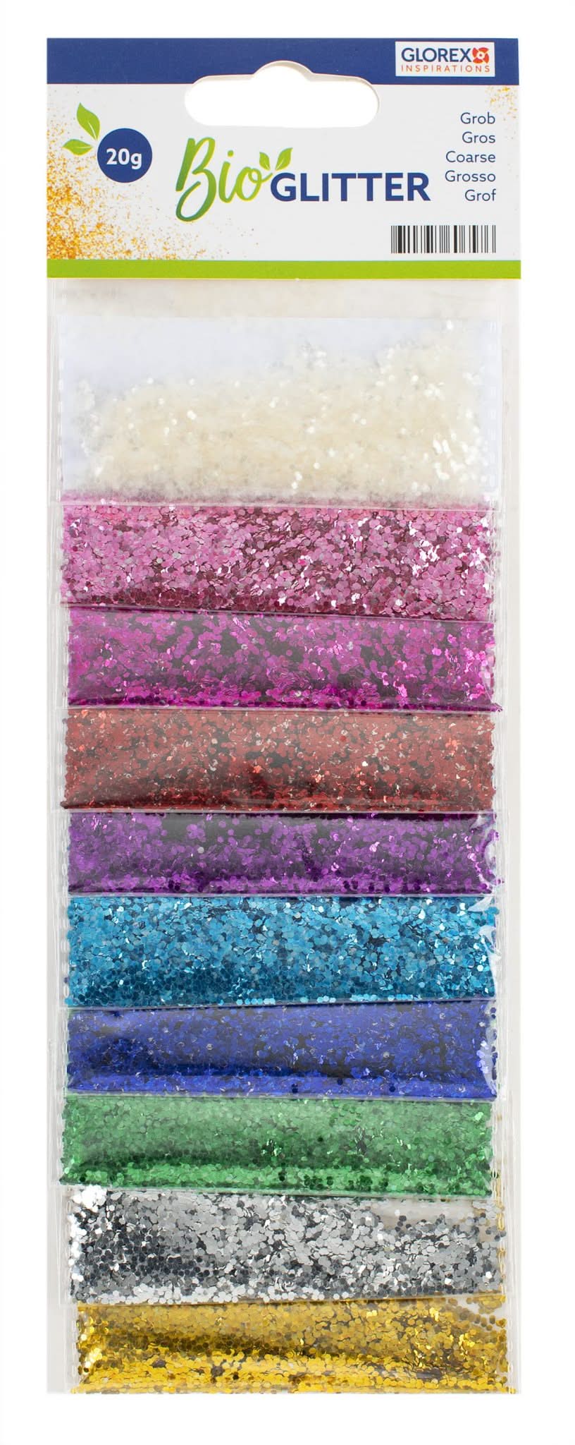 Bio Glitter grob, 10Fb., 20g bunt - Kidis Art