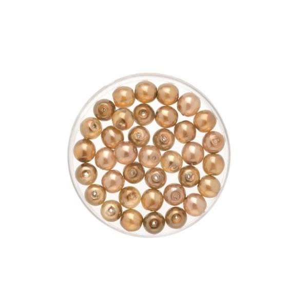 Böhmische Glasperle 4mm Wachs hellbraun 75St - Kidis Art