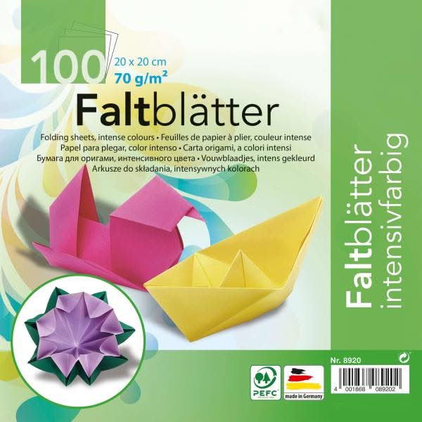 Faltblätter 70g 20x20cm 100 Bl fbg.sort - Kidis Art