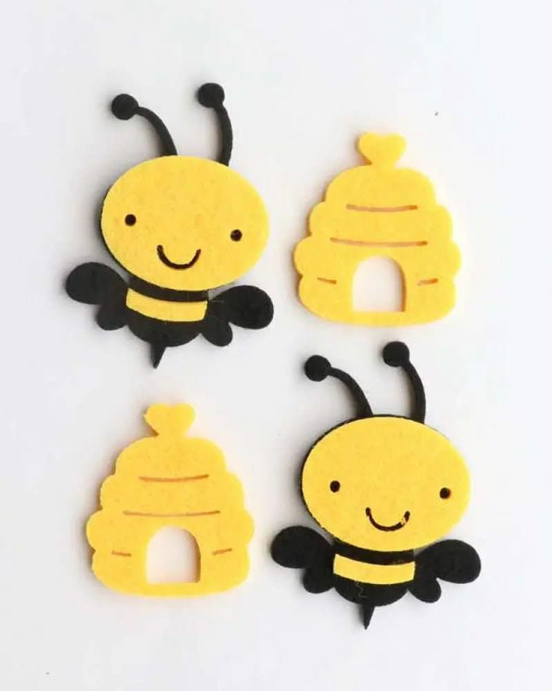 Filz Biene und Honigtopf, 4Stk. 4-5,5cm - Kidis Art