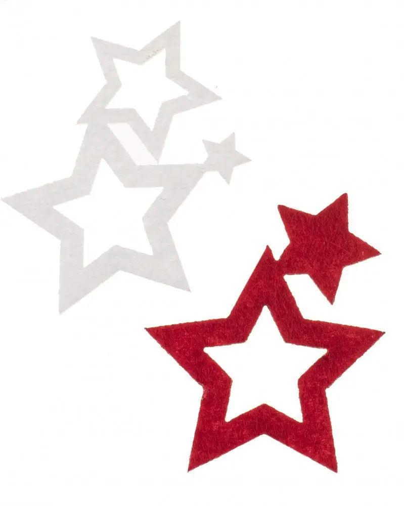 Filz-Sterne, 6St. 6cm, rot/weiss - Kidis Art