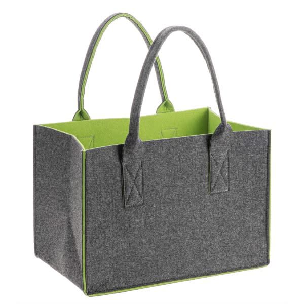 Filztasche, H26xB38xT24cm bicolor, anthrazit/grün - Kidis Art