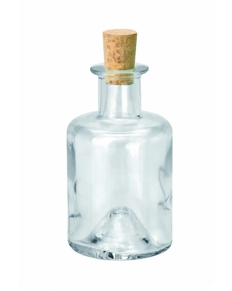 Flasche rund mit Korken, Klarglas 200ml - Kidis Art