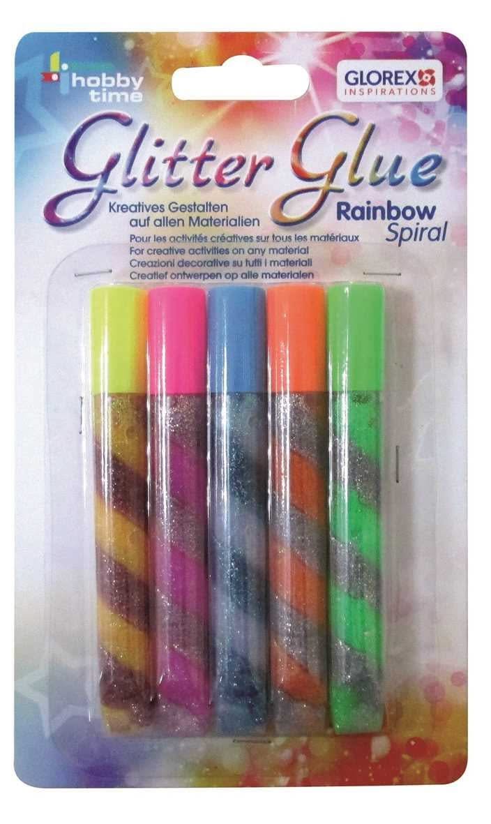 Glitter-Spiral-Glue 5x10,5ml Rainbow Colors - Kidis Art