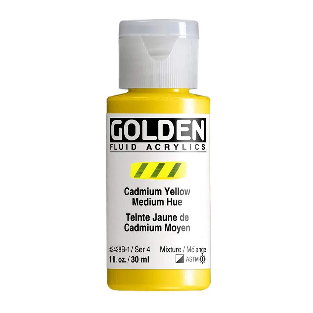 Golden Fluid Acrylfarbe Kadmiumgelb Mittel Farbton 30 M - Kidis Art