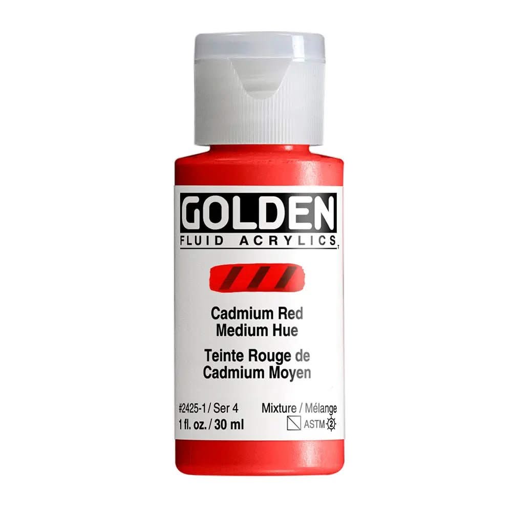 Golden Fluid Acrylfarbe Kadmiumrot Mittel Farbton 30 M - Kidis Art