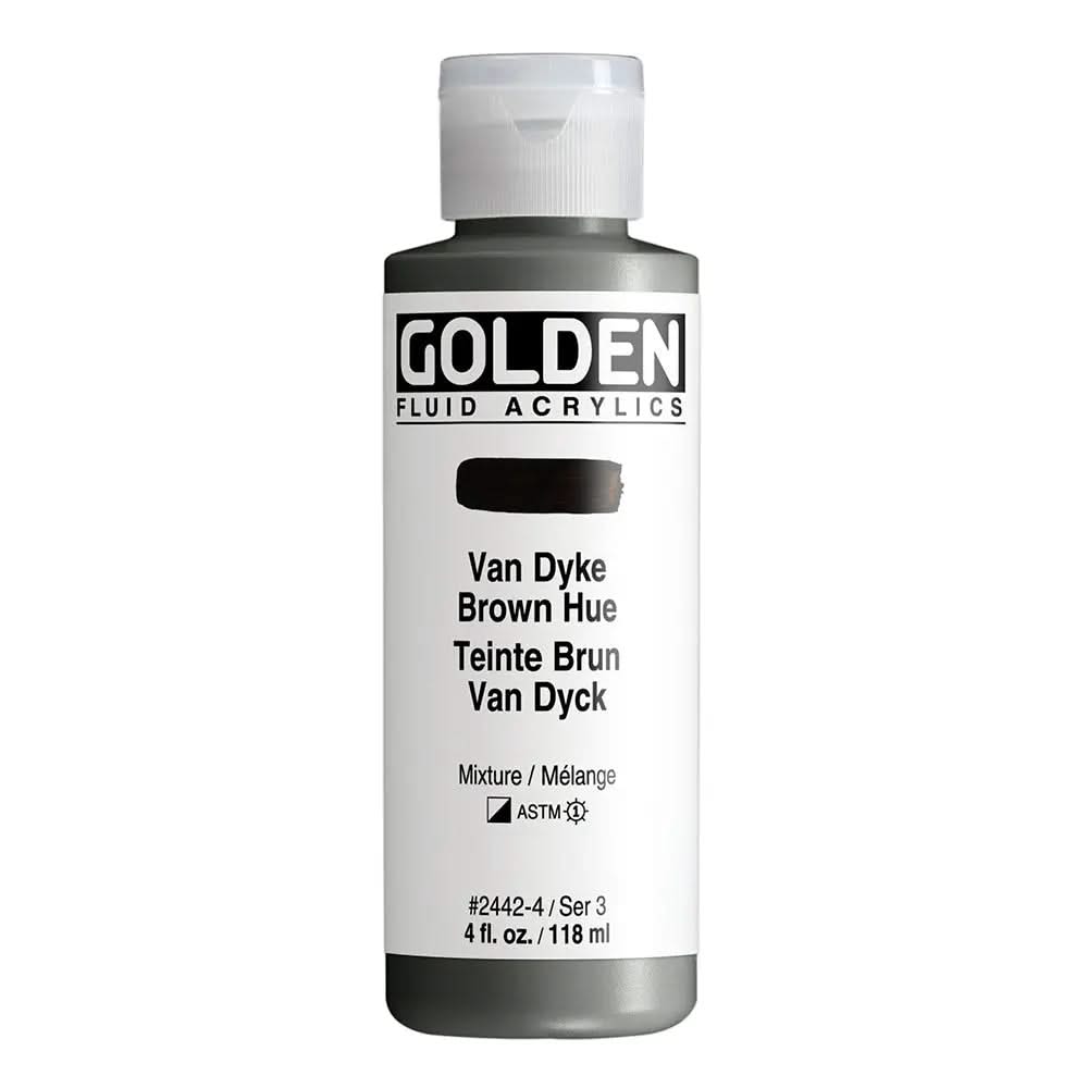 Golden Fluid Acrylfarbe Vandyck Braun Farbton 118 ml - Kidis Art