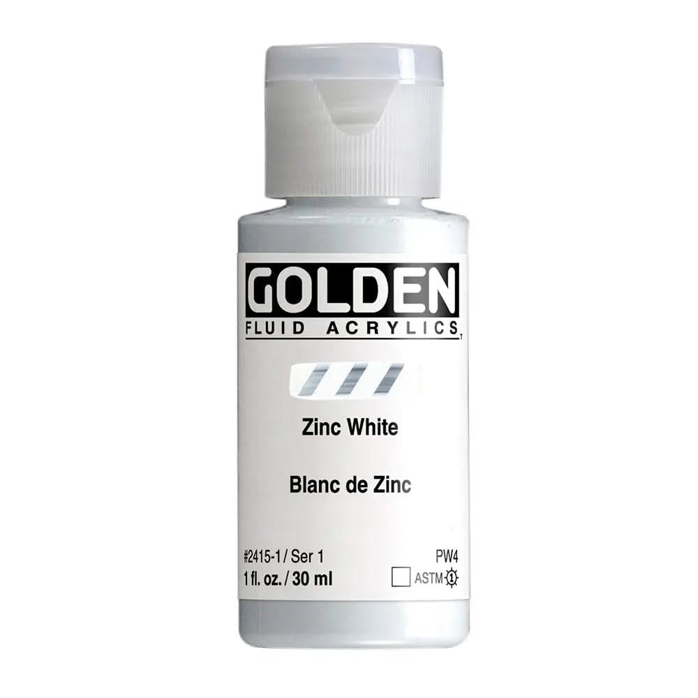 Golden Fluid Acrylfarbe Zinkweiss 1 Fl. Oz./30 ml - Kidis Art