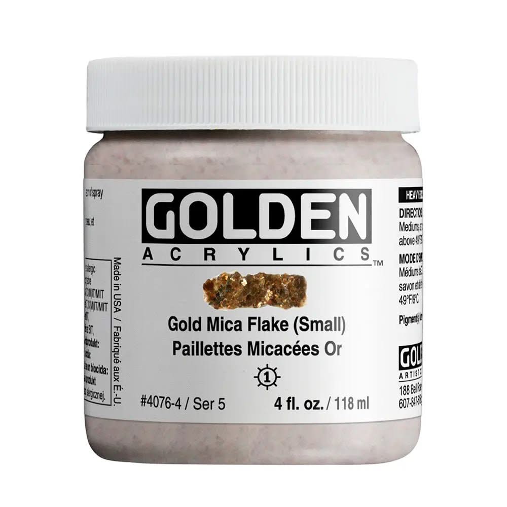 Golden Heavy Body Acrylfarbe Gold Goldglimmerflocke Klein 118 ml - Kidis Art