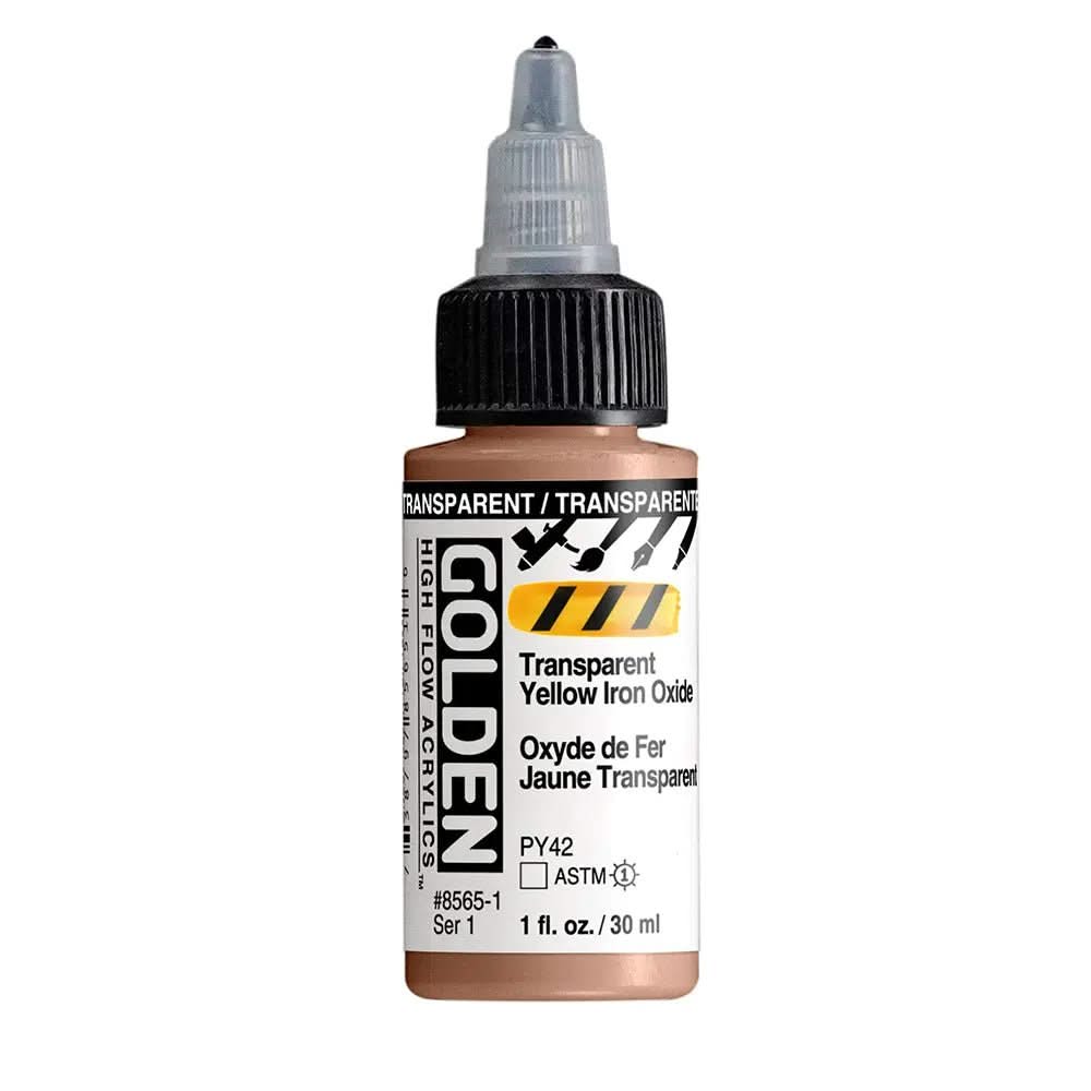 Golden High Flow Acrylfarbe Eisenoxidgelb Transparent 30 ml - Kidis Art