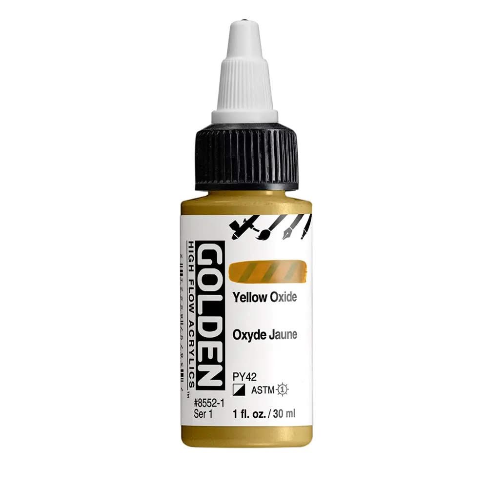 Golden High Flow Acrylfarbe Gelboxid 30 ml - Kidis Art