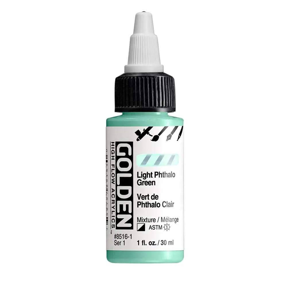 Golden High Flow Acrylfarbe Phthalogrun Hell. 30 ml - Kidis Art