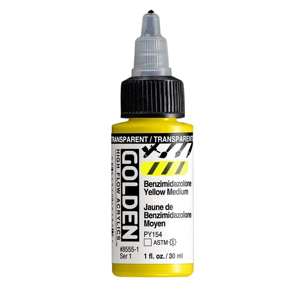 Golden High Flow Acrylfarbe Transparent Benzimidazolongelb Mittel 30 ml - Kidis Art