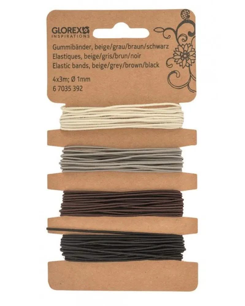 Gummibänder, 4x3m, Ø 1mm, beige/grau/braun/schwarz - Kidis Art