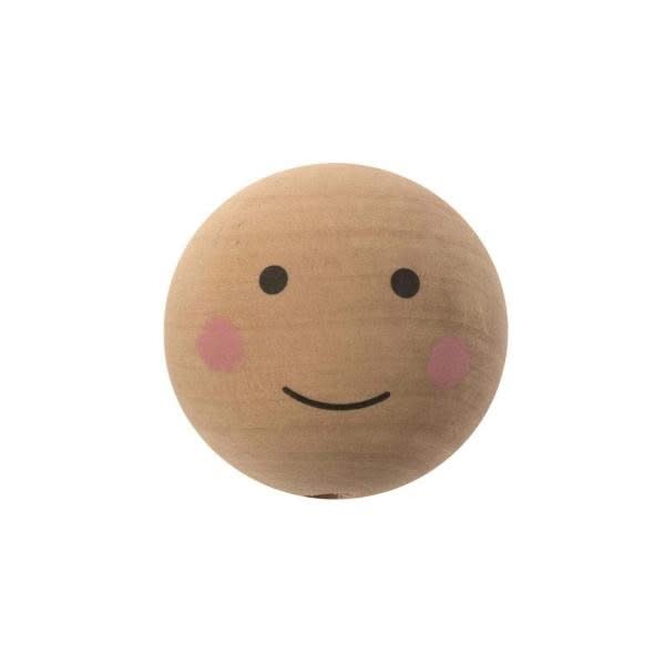 Holzkugel,gebohrt, natur, 4St Gesicht bemalt 3,5cm, FSC - Kidis Art