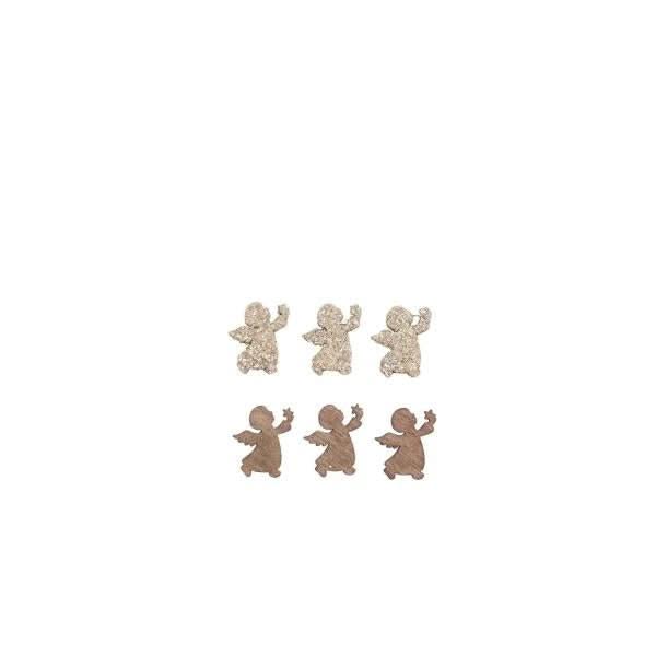Holzstreuteile, Engel braun/gold Glitzer, 2cm, 18St. - Kidis Art
