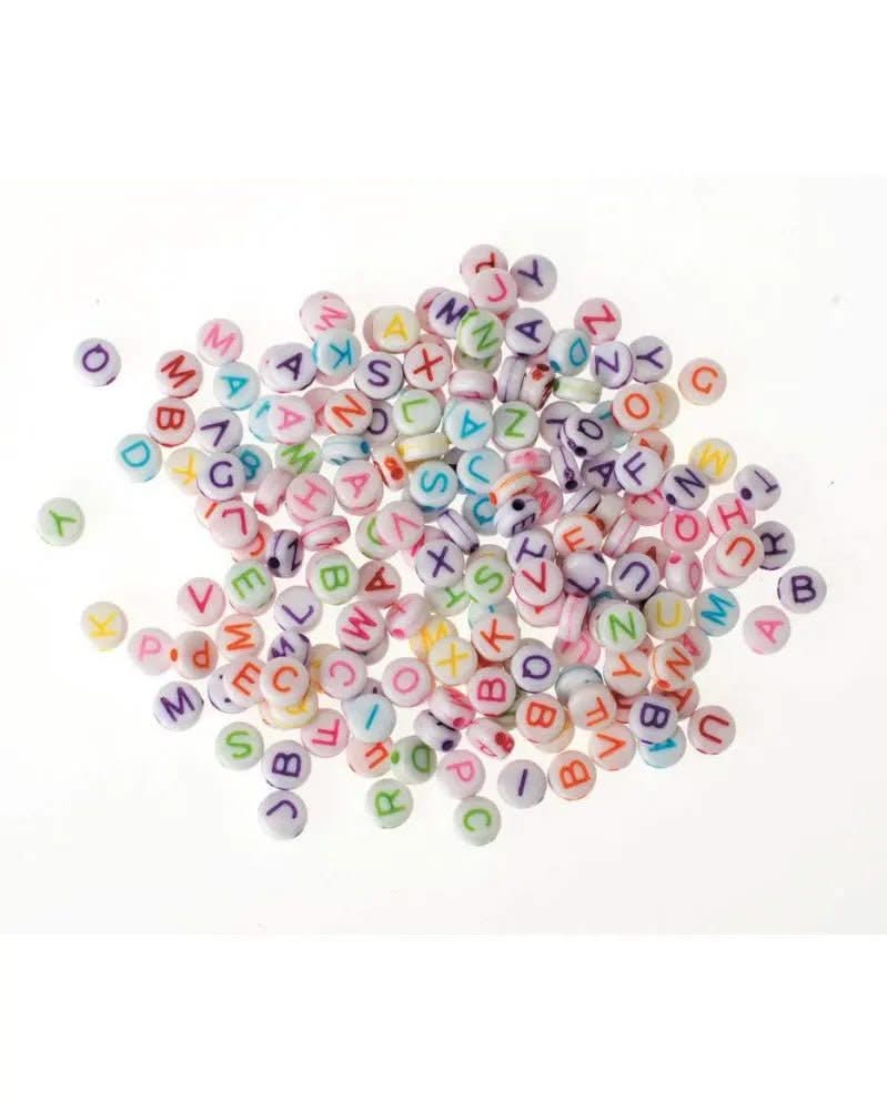 Kunststoff-Scheiben m.Loch 50g, Alphabet farbig 5x2mm - Kidis Art