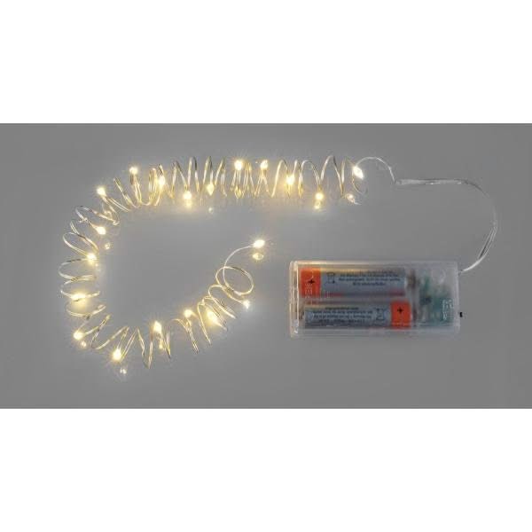 LED Lichterkette 20tlg, Timer warmweiss, 2AA Batterien, 2m - Kidis Art