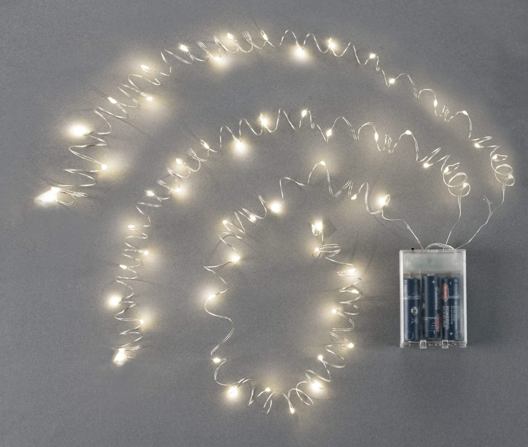 LED Lichterkette 60tlg, Timer warmweiss, 3AA Batt., 3x2m - Kidis Art