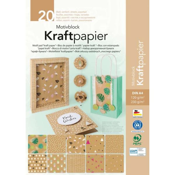 Motivblock Kraftpapier, DinA4 20 Blatt sortiert - Kidis Art