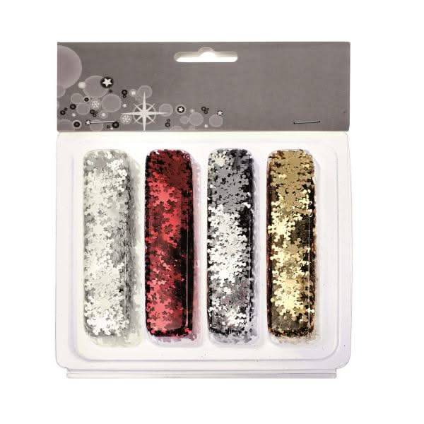 Pailletten Schneeflocken irisierend, rot, gold, silber - Kidis Art