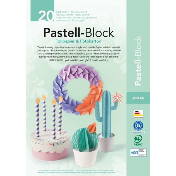 Pastell-Block DinA4, 20 Blatt 10x Ton- und 10x Fotokarton - Kidis Art