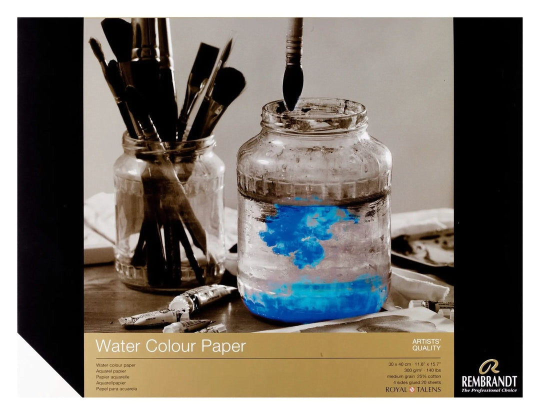 Rembrandt Aquarellpapier (25 % Baumwolle) | 30 x 40 cm, 300 g, 20 Blatt - Kidis Art