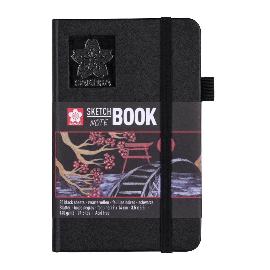 Sakura Skizzen/Notizbuch 9 x 14 cm 80 Blatt in Schwarz 140g - Kidis Art