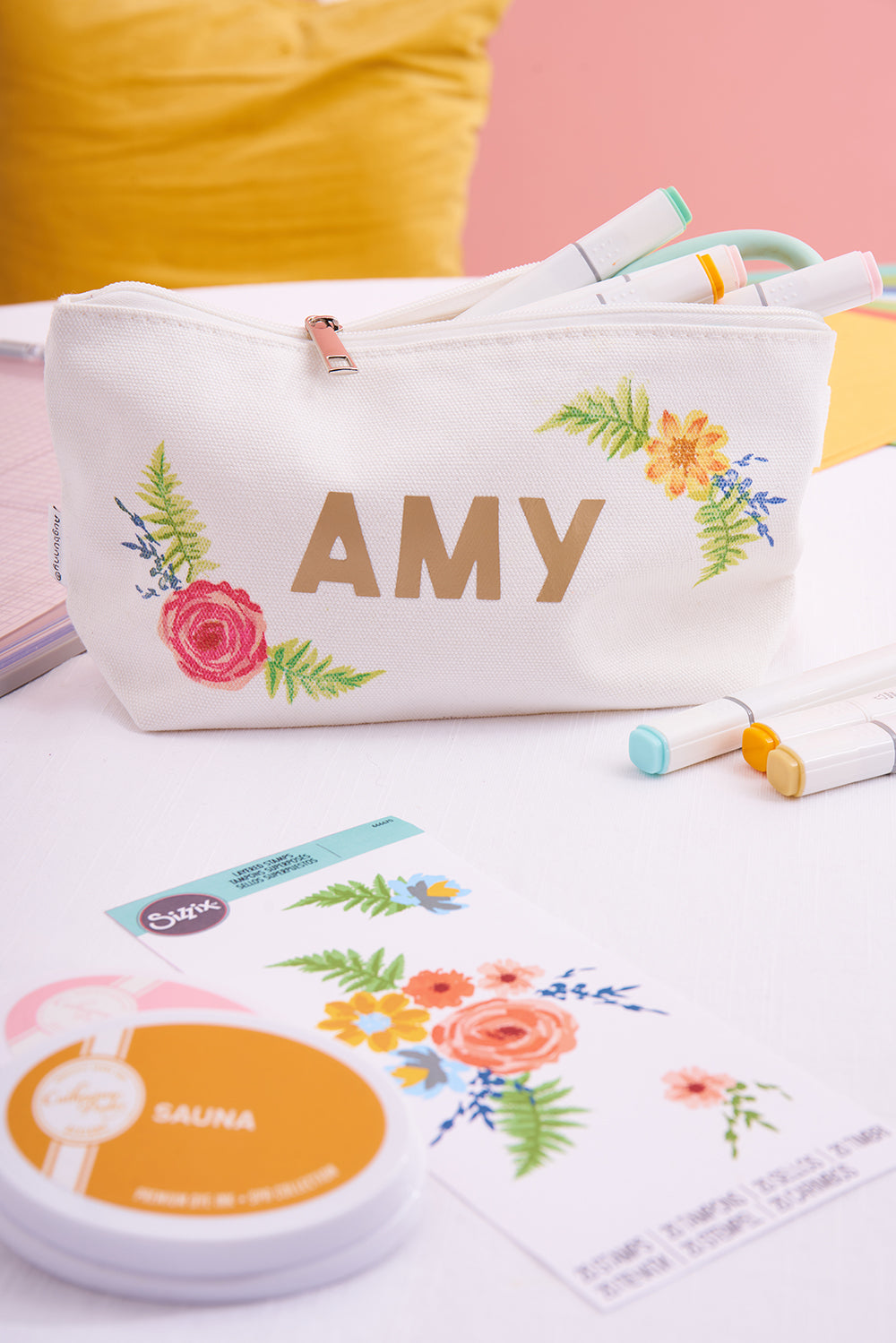 Ensemble de 20 tampons transparents - Fleurs peintes