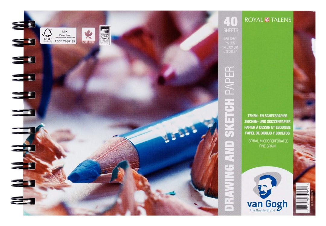 Van Gogh Spiralgebundener Block 40 Blatt 160 g / Größe 21 x 14,8 cm (A5) - Kidis Art