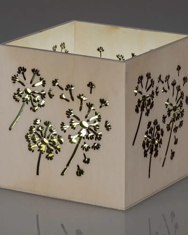 Windlicht, Pusteblume 10x10x10cm, Pappel CN - Kidis Art